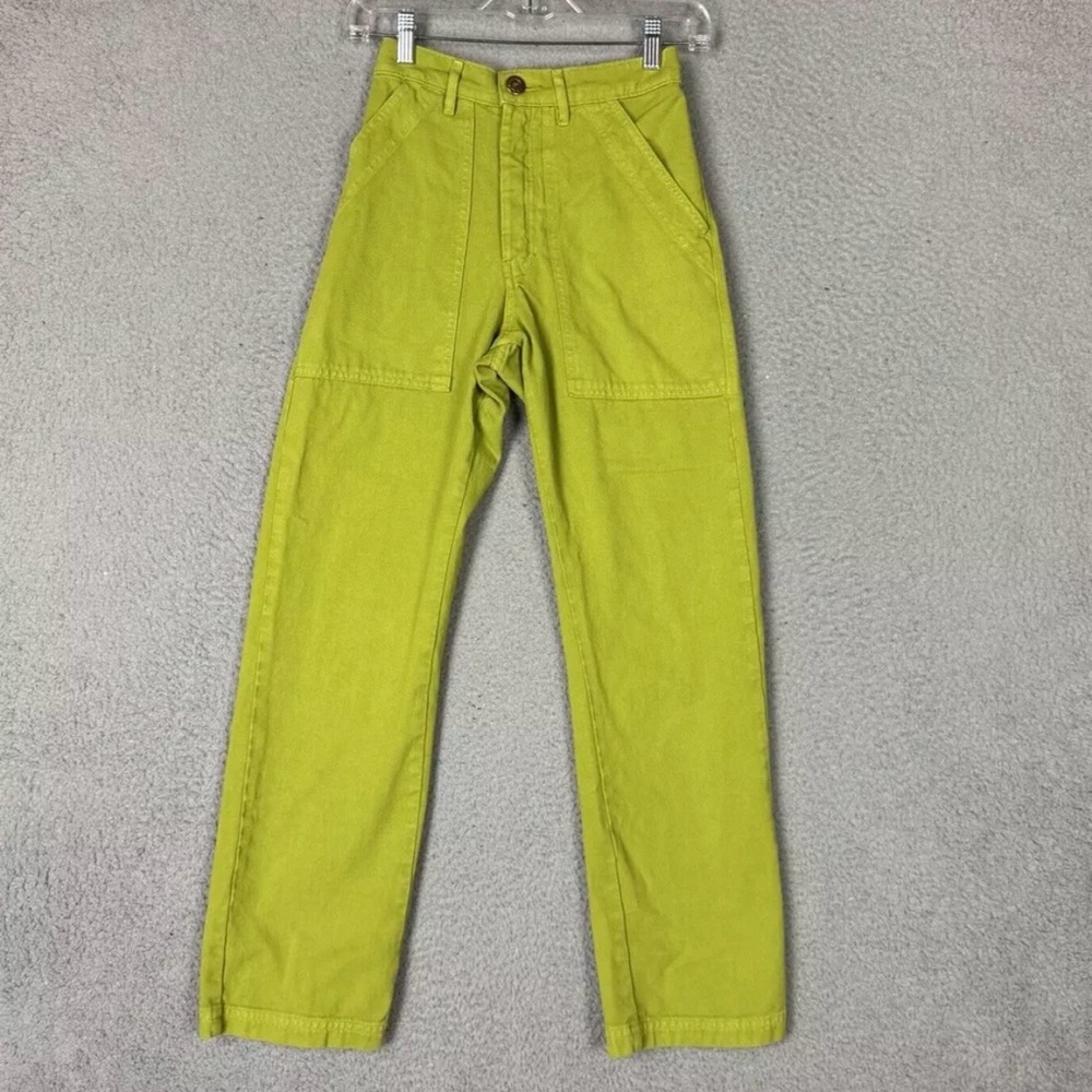 Big Bud Press Lime Green Work Pants Straight Leg Cotton XXS Baggy Loose Fit Hip - Picture 1 of 14